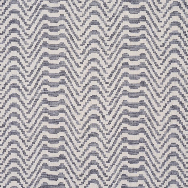 SAMPLE - Schumacher Stepped Chevron Fabric In Indigo For Sale