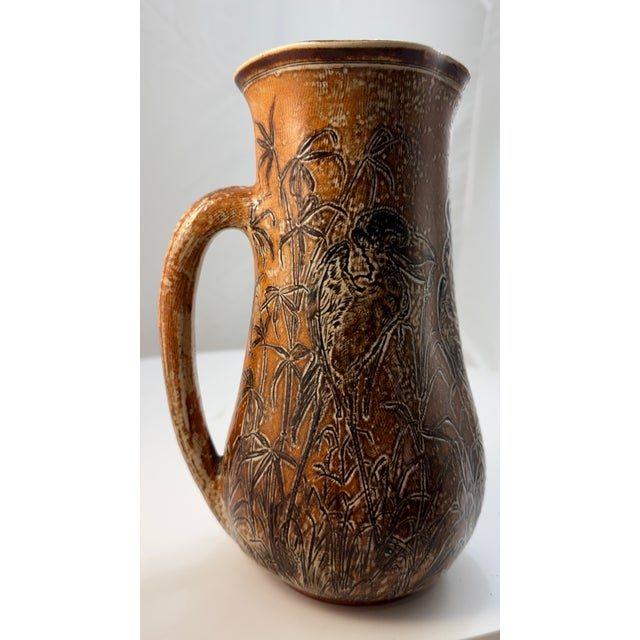 Rare 1893 Martin Brothers London & Southall Pottery Pitcher Wally Birds For Sale - Image 9 of 17