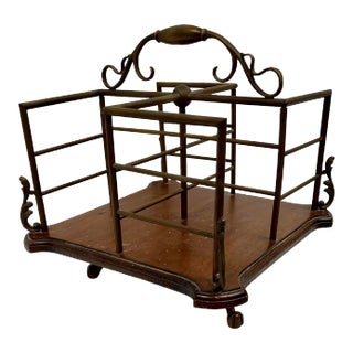 Mid 20th Century Antique Brass Revolving Book Holder For Sale