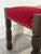 Dark Oak Ottoman Footstool With Red Striped Fabric Upholstery and Nailhead Trim Vintage For Sale - Image 9 of 10