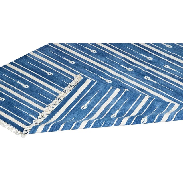Boho Chic Reed Rug, 6x9, Blue & White For Sale - Image 3 of 5