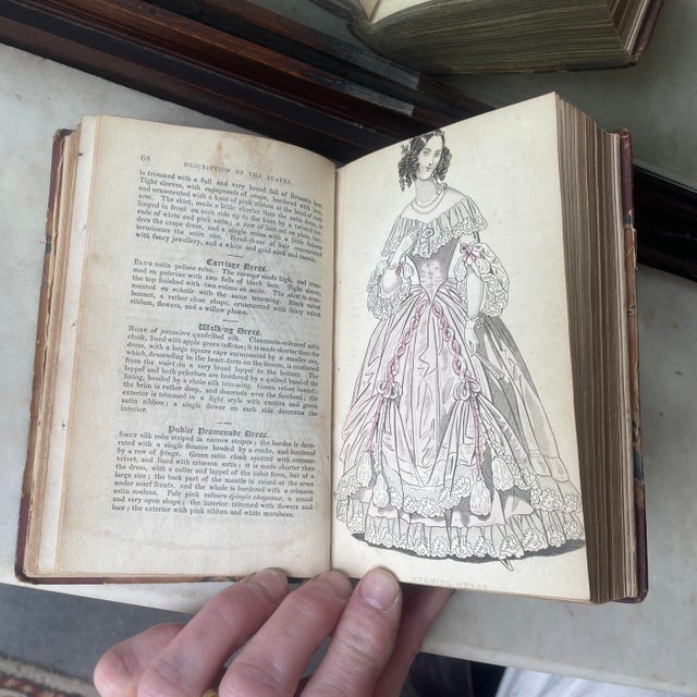 1841 Rare Book, “The Ladies’ Cabinet of Fashion, Music and Romance” , With Numerous Hand-Colored Illustrations . For Sale - Image 11 of 17