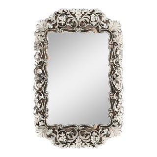 Transitional Small Rectangular Handcut Glass Mirror For Sale