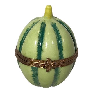 French Limoges Melon Shaped Trinket Box For Sale