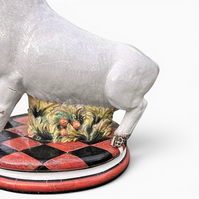 Grand Scale Vintage Majolica Boar Sculpture For Sale - Image 11 of 12