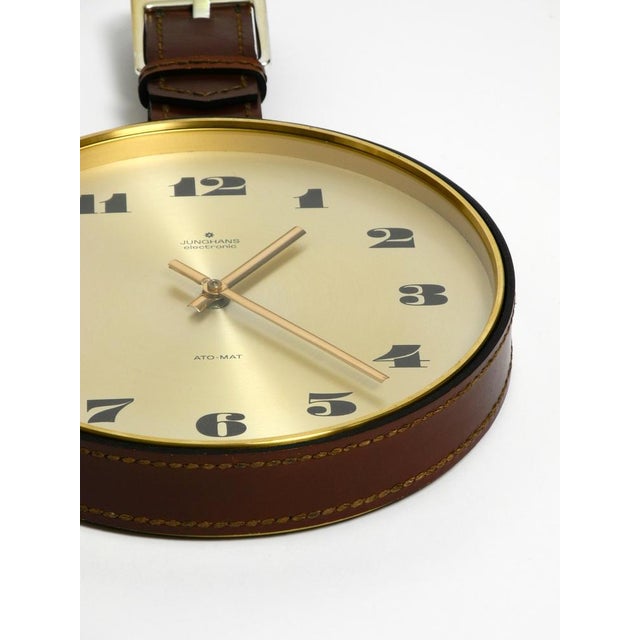 Junghans Brass Wall Clock with Leather Strap, 1960s For Sale - Image 14 of 18