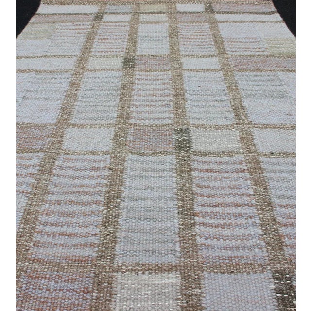 Textile Gray Geometric Stripe Block Rug by Keivan Woven Arts, 3'0 X 5'0 For Sale - Image 7 of 10