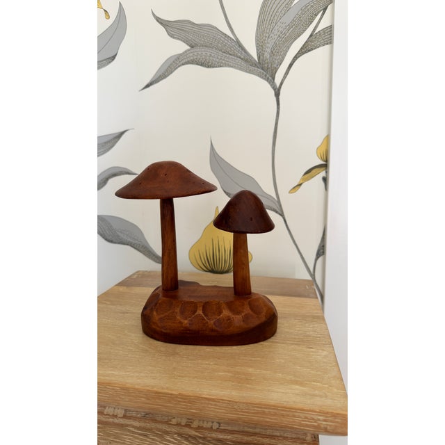 Mid-Century Modern Hand Carved Wooden Mushroom Sculpture For Sale - Image 3 of 4