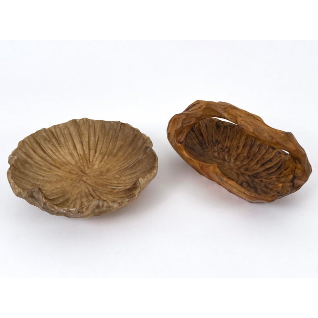 Set of two stunning and highly decorative anthroposophical hand-carved wood bowls after Rudolf Steiner school. Hand-carved...