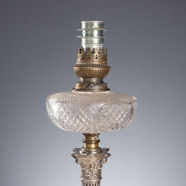 Corinthian Column Lamp in Sterling Silver from Hawksworth Eyre & Co. Sheffield For Sale - Image 3 of 9