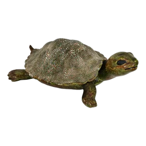 Vintage Snapper Turtle Large Trinket Box Figurine Removable Shell 1970