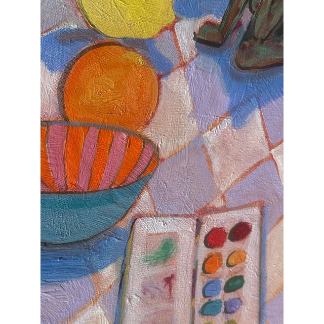 Large Oil Interior With Still Life Table Hartman For Sale - Image 4 of 7