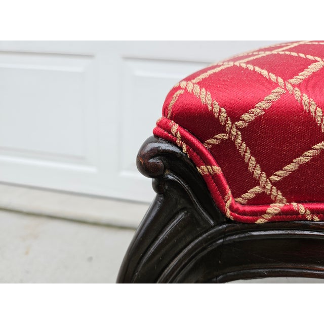 Red and Gold Upholstered Bench For Sale - Image 11 of 14