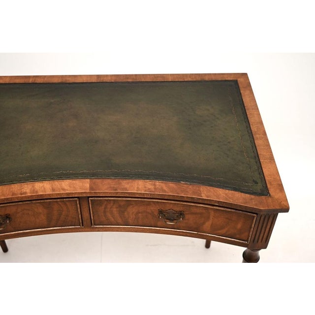 Brown Walnut Leather Top Concave Desk, 1930 For Sale - Image 8 of 12