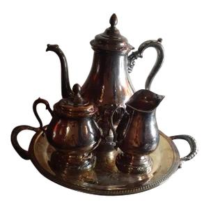 Antique Circa 1920 Rogers Bros Remembrance Silver Soldered 4 Piece Coffee Set