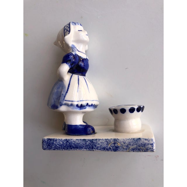 Mid-Century Modern Vintage Delft Little Dutch Girl Figurine & Candle Holder For Sale - Image 3 of 8