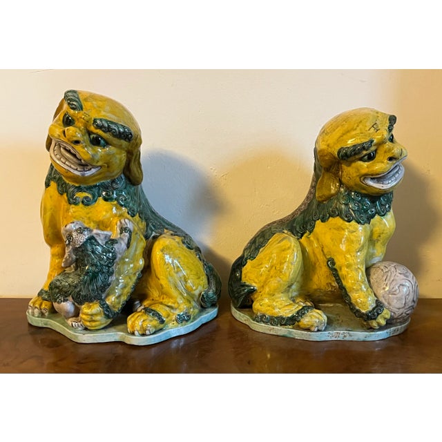 18th Century Antique 18th Century Chinese Famille Vert Foo Lion Dogs - a Pair For Sale - Image 5 of 13