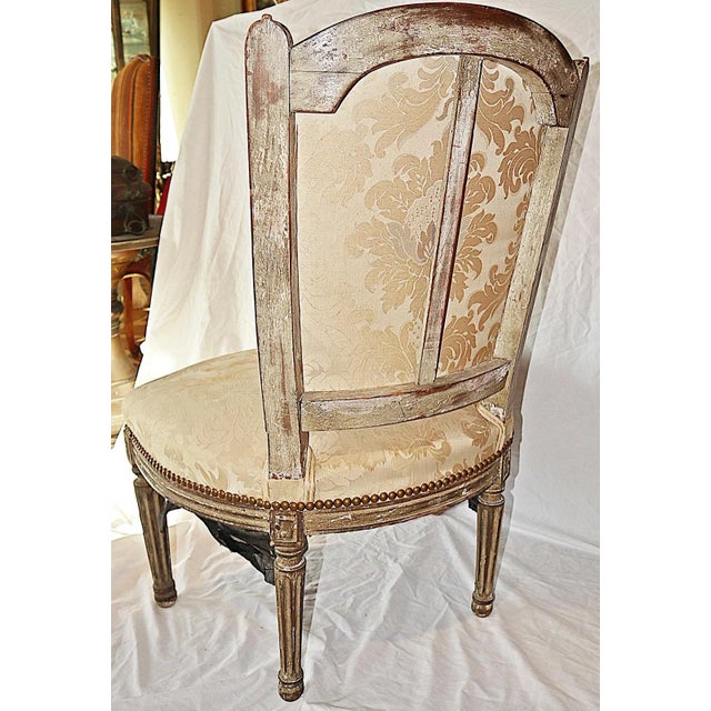 Antique White Antique French Painted Louis XVI Style Vanity Chair For Sale - Image 8 of 8