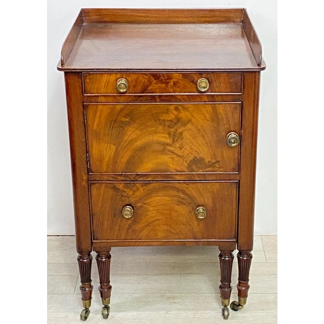 Brown Late 19th Century George III Mahogany Bedside Nightstand, English C1820 For Sale - Image 8 of 8