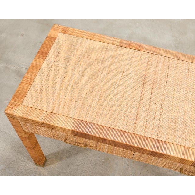 Billy Baldwin for Bielecky Brothers Rattan Cane Writing Desk For Sale - Image 9 of 18