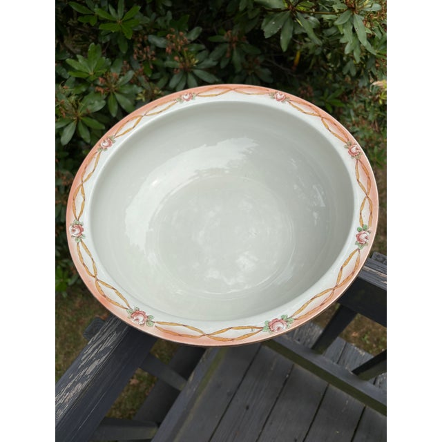 Art Nouveau Antique Crown Devon Victorian/Edwardian Art Nouveau Fine English Porcelain Pitcher and Washbowl Set For Sale - Image 3 of 14