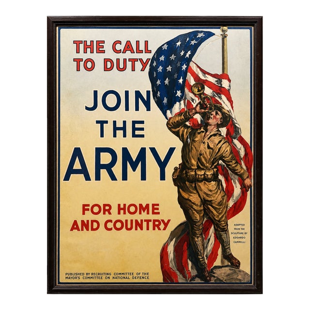 The Call to Duty 1917 - Join the Army for Home and Country, American Wwi Recruitment Poster For Sale