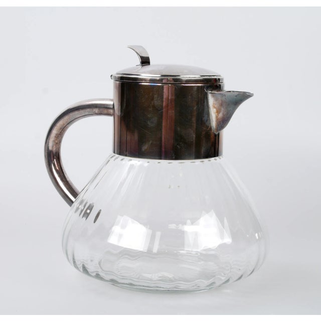 Mid-Century Modern Silver Top Crystal Decanter For Sale - Image 3 of 9
