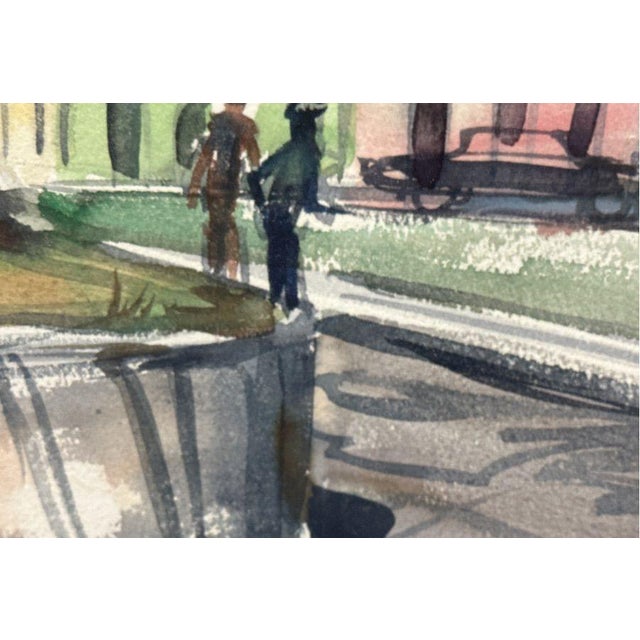Mid 20th Century Original Sanford Brooks Street Scene Watercolor Painting For Sale - Image 4 of 8