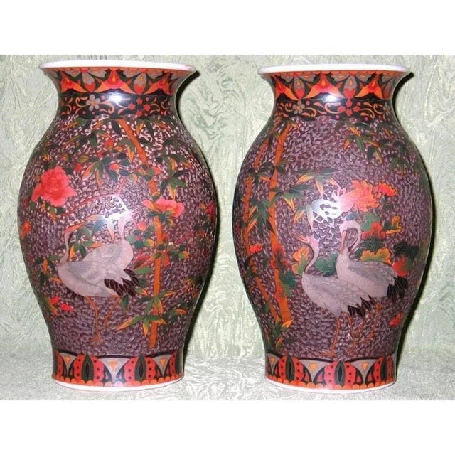 2020s Late 19th Century Japanese Cloisonne Porcelain Vases Totai Tree Bark - A Pair For Sale - Image 5 of 12