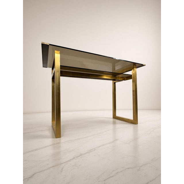 Mid-Century Italian Brass Desk and Chair, 1970s, Set of 2 For Sale - Image 10 of 14