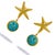 Gold Starfish Stud & Turquoise Stone Dangle Earrings, 2 Pieces For Sale - Image 4 of 6