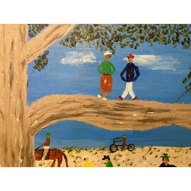 Contemporary "Niloville Picnic" by Nilo Lamzas, New Orleans Louisiana, Nl Original Landscape Painting, Nature Park Painting, Oil on Canvas, Framed For Sale - Image 3 of 12