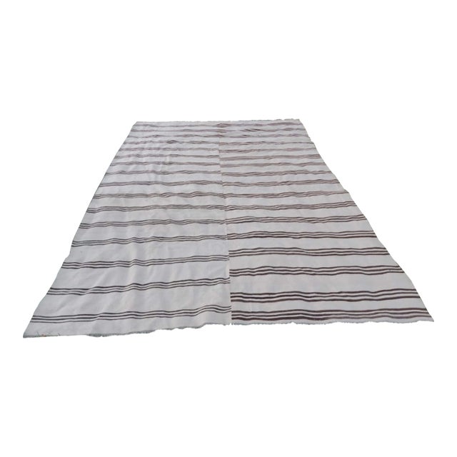 Vintage Striped Turkish Hemp Kilim Rug 9′2″ × 12′6″ For Sale
