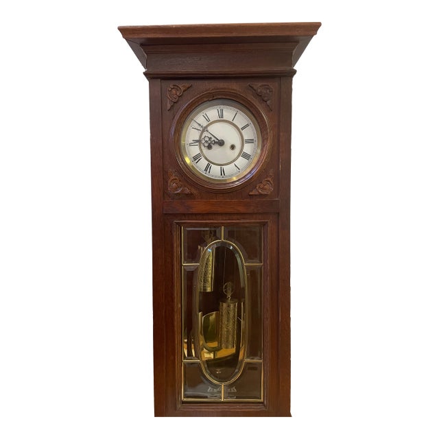 34" Antique 1880s Gustav Becker Medaille d'Or Vienna Regulator Wall Clock For Sale