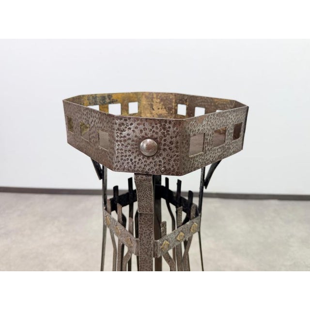 Art Nouveau Wrought Iron Plant Stand in the style of Wiener Werkstätte, 1890s For Sale - Image 4 of 12