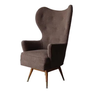 Mid Century Sculptural High Back Swivel Chair