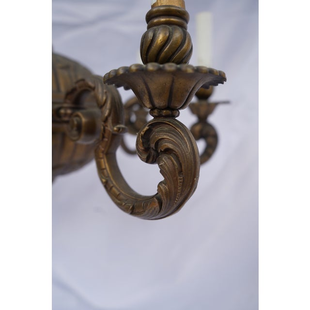 Monumental French Baroque Revival Eight-Light Cast Bronze Chandelier, Probably French, Circa 1915–1925 For Sale - Image 11 of 14