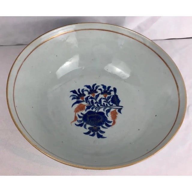 Ceramic Chinese Export Porcelain Large Bowl Cobalt and Gilt For Sale - Image 7 of 9
