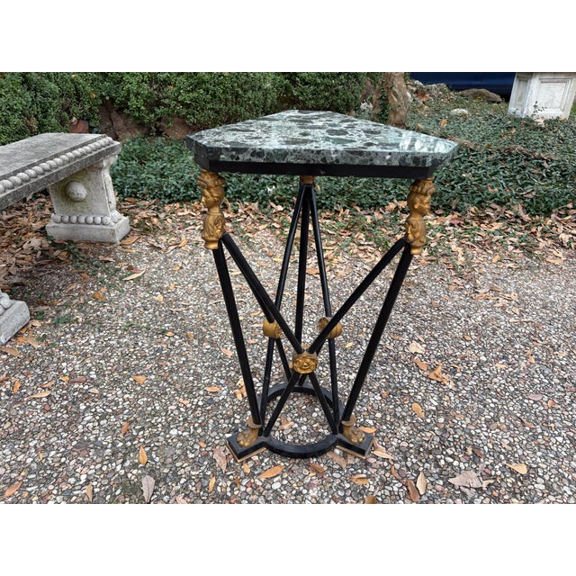 19th Century French Neoclassical Style Table. Offered is a stunning mid 19th century French Empire triangular table...