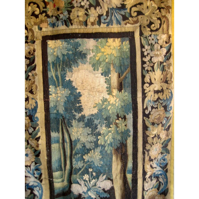 French Country Aubusson Verdure With Rabbits Tapestry Early 1700 Hundreds For Sale - Image 3 of 13