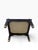 Vintage Spanish Chinoiserie Black Lacquer & Brass Horseshoe Chair, James Mont Style For Sale - Image 9 of 13