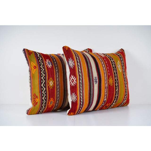 Handmade Turkish Rug Pillow Covers • Vintage Rug Decor Elevate your home decor with these exquisite 18" x 24" pillow...