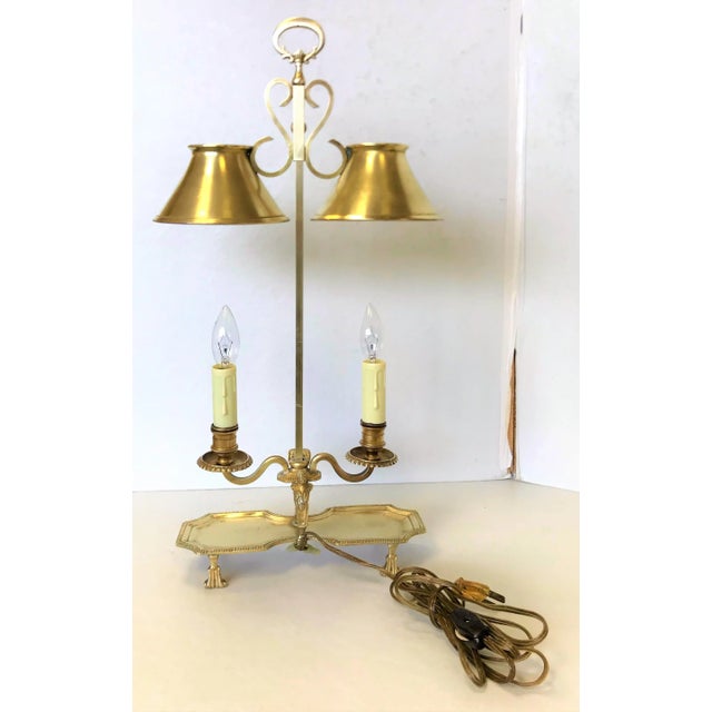 Very pretty antique student lamp. This beautiful lamp is made of brass from Italy, with a fantastic aged patina. It stands...
