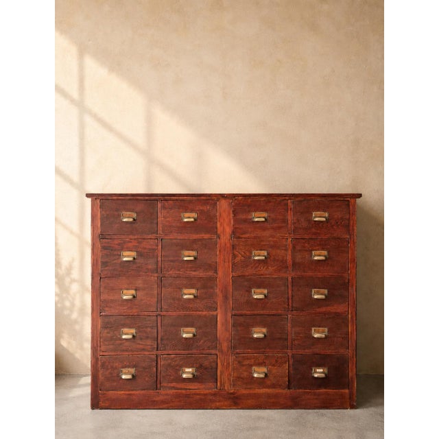 Large 20th Century Italian Chestnut Archive Chest with 20 Drawers, 1890s For Sale - Image 9 of 9