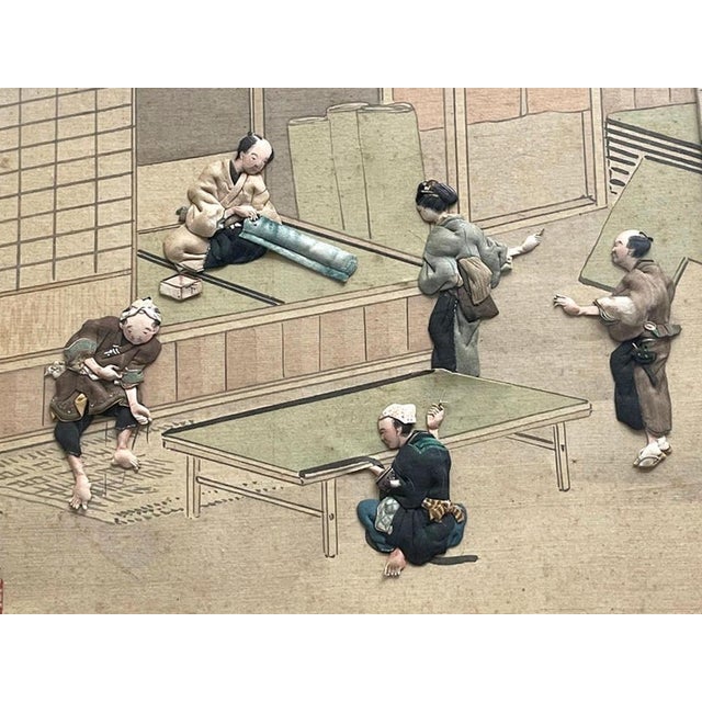 Framed Japanese Oshi-E Textile Art Meiji Period For Sale In Atlanta - Image 6 of 8