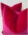 Custom pair of 22" pillows covered in a luxe cotton velvet in a bright hot pink color. These pillows have tapered corners...