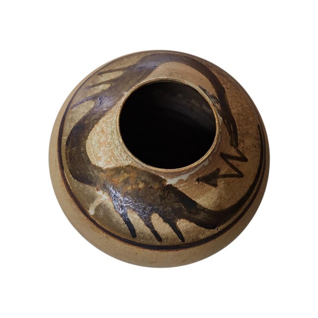 Late 20th Century Vintage Studio Pottery Indigenous Style Vase For Sale - Image 5 of 7