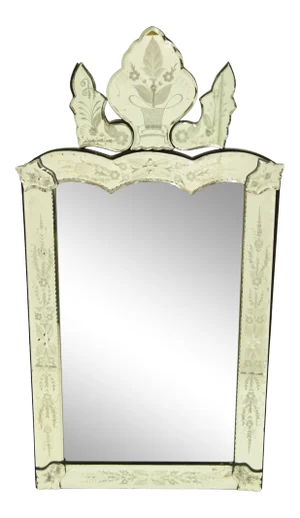 Antique Italian Venetian Etched Glass Mirror