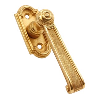 Mid 20th Century French Gold Plated Brass Dummy Lever Door Handle With Plate For Sale