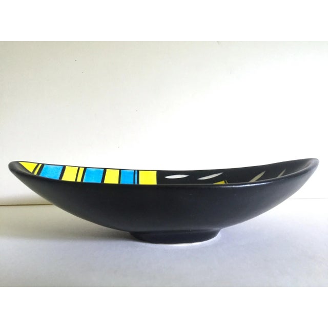 Vintage Mid Century Modern West German Schramberg Venezia Hand Painted Ceramic Art Pottery Elipse Bowl For Sale - Image 9 of 13